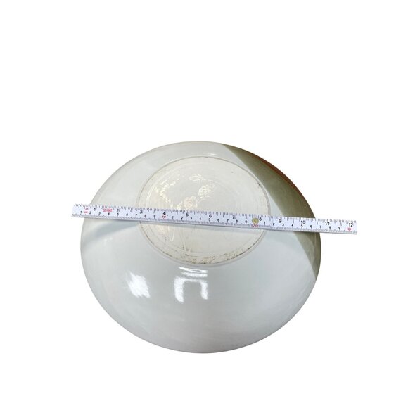 Studio Pottery Abstract White Brown Stoneware Serving Bowl 11.5"x2.5" SKU 9315 - Picture 7 of 10